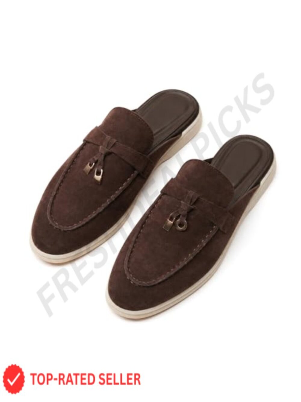 Faux Suede Flat Mules Pointed Toe Slip-On Tassel Casual Shoes